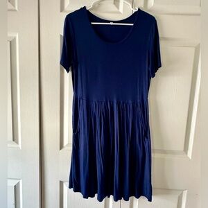 Navy Blue Short Sleeve Dress